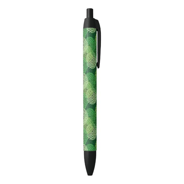 Green floral pattern black ink pen (Bottom (Vertical))