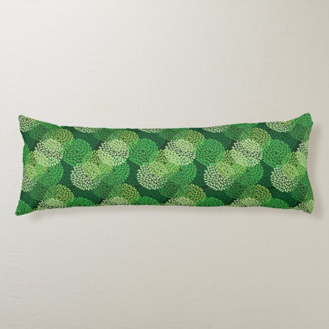 Green floral pattern body cushion (Front)