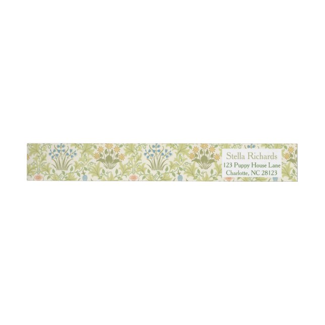 Green floral pattern classic wedding Address Label (Individual)