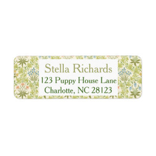 Green floral pattern classic wedding Address Label Return Address Label