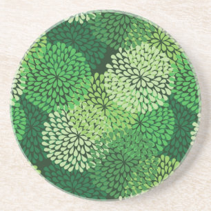 Green floral pattern coaster