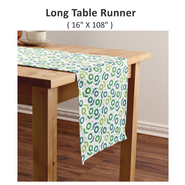 Green Floral Pattern Design Large Long Table Runner (Creator Uploaded)