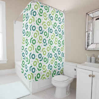 Green Floral Pattern Design Shower Curtain