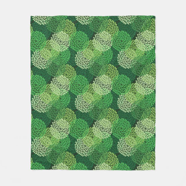 Green floral pattern fleece blanket (Front)