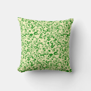 Green Floral Pattern G01. L Yellow BG Cushion