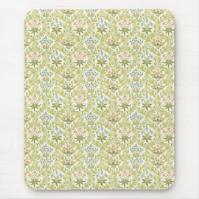 Green floral pattern girly women mouse pad (Front)