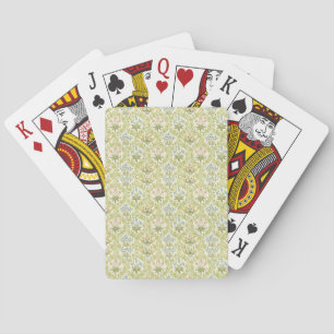 Green floral pattern girly women playing cards