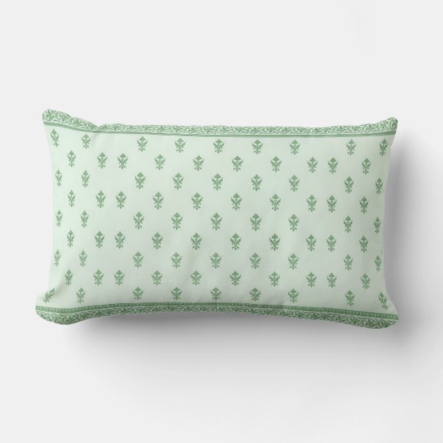 Green Floral Pattern Lumbar Cushion (Front)