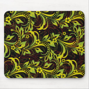 green floral pattern mouse pad