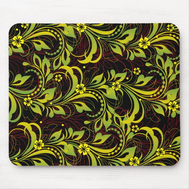 green floral pattern mouse pad (Front)