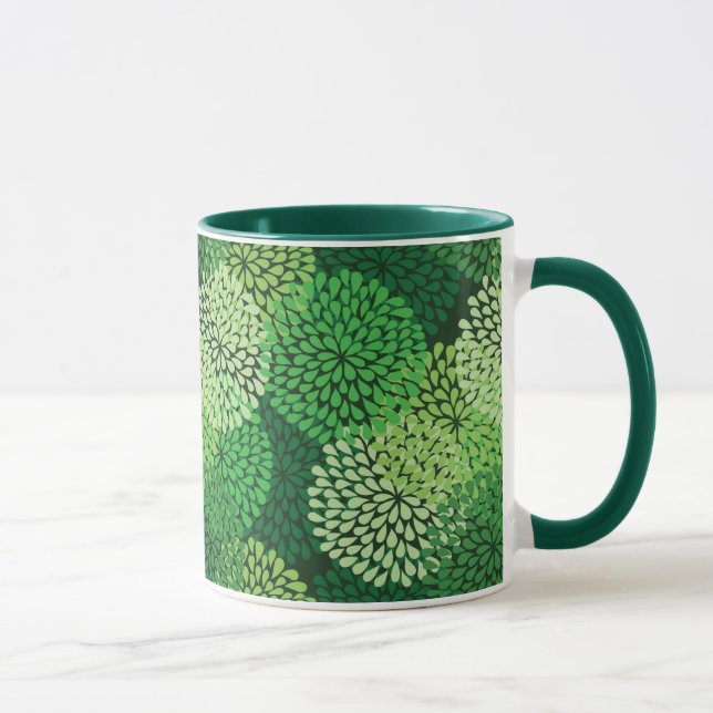 Green floral pattern mug (Right)