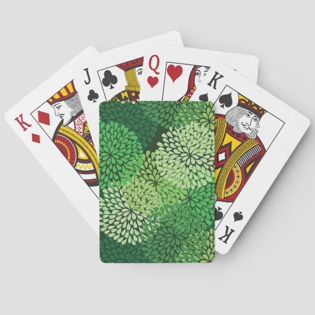 Green floral pattern playing cards (Back)