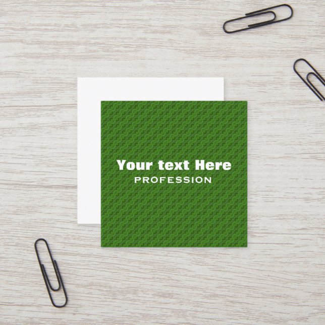 Green floral pattern square business card (Front/Back In Situ)