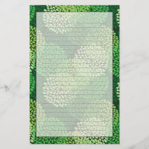 Green floral pattern stationery