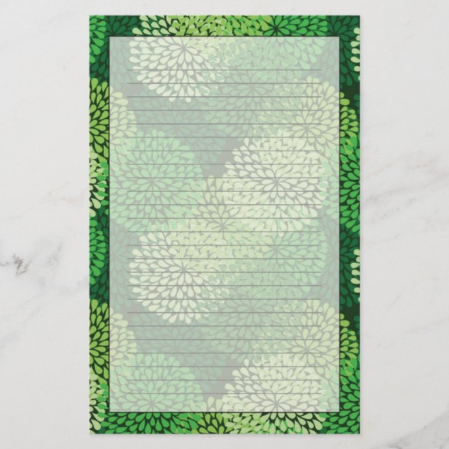 Green floral pattern stationery (Front)