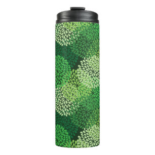 Green floral pattern thermal tumbler