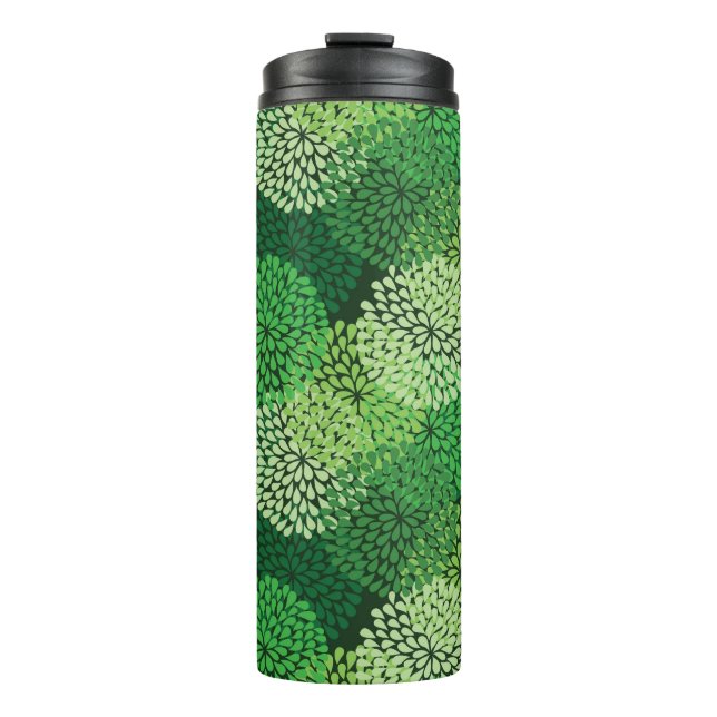 Green floral pattern thermal tumbler (Front)