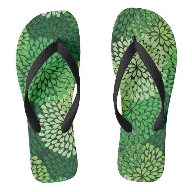 Green floral pattern thongs (Footbed)