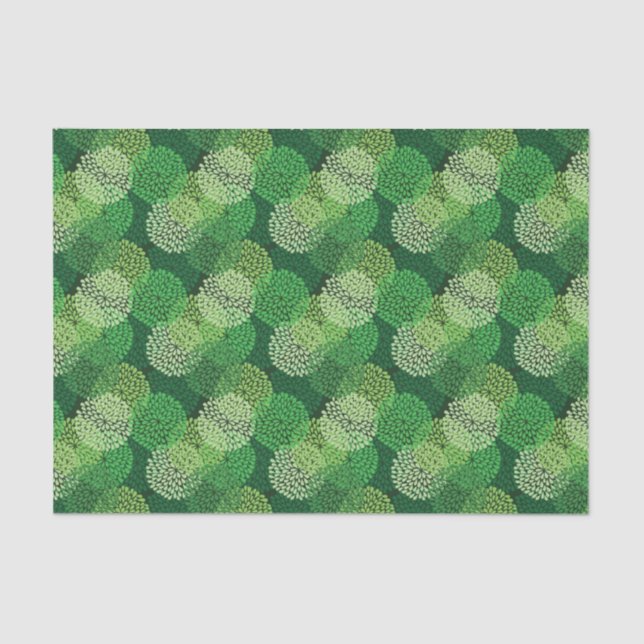 Green floral pattern tissue paper (Front)