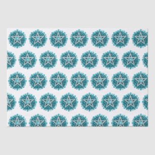Green Floral Pentagram Witch White Halloween Tissue Paper