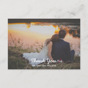 Green Floral Photo Wedding / Shower Thank You Card