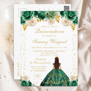 Green Floral Princess Quinceañera Postcard