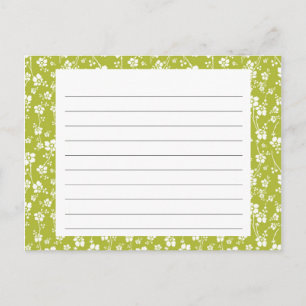 Green Floral Recipe Card