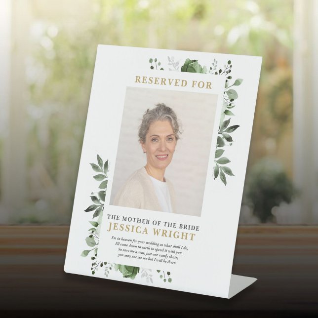 Green Floral Reserved Save A Seat Photo Wedding Pedestal Sign (Green Floral Reserved Save A Seat Photo Wedding Pedestal Sign)