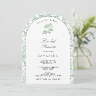 Green Floral Roses Chinoiserie Bridal Shower Invitation