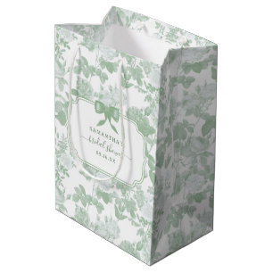 Green Floral Roses Chinoiserie Bridal Shower Medium Gift Bag