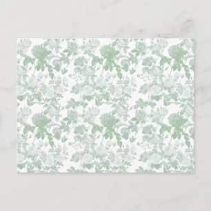 Green Floral Roses French Chinoiserie Pattern Postcard