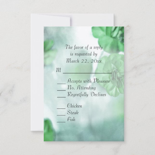 Green Floral RSVP with Entree Choices Card (Front)