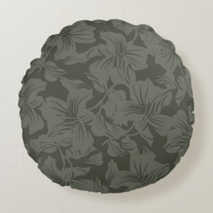 Green Floral seamless pattern backgroundabstract, Round Cushion