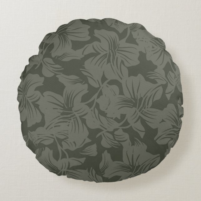 Green Floral seamless pattern backgroundabstract,  Round Cushion (Front)