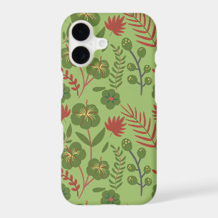 Green floral seamless pattern flower, branch, leaf