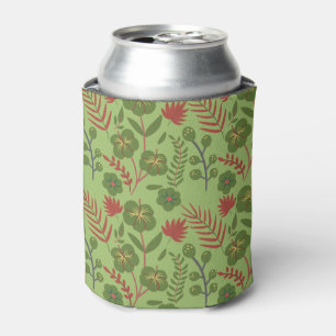 Green floral seamless pattern flower, branch, leaf can cooler
