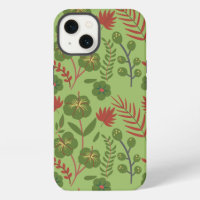 Green floral seamless pattern flower, branch, leaf