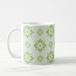 Green floral shapes pattern coffee mug