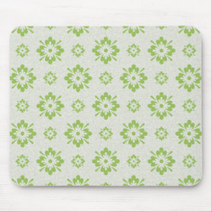 Green floral shapes pattern mouse pad
