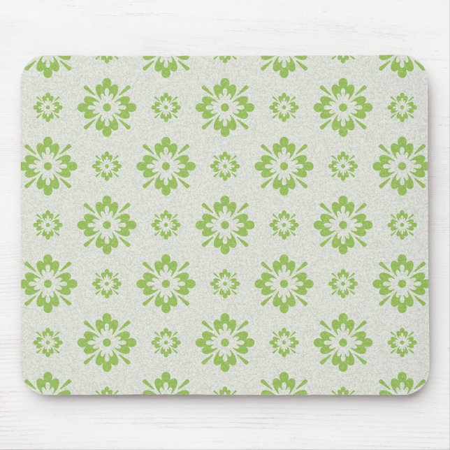Green floral shapes pattern mouse pad (Front)