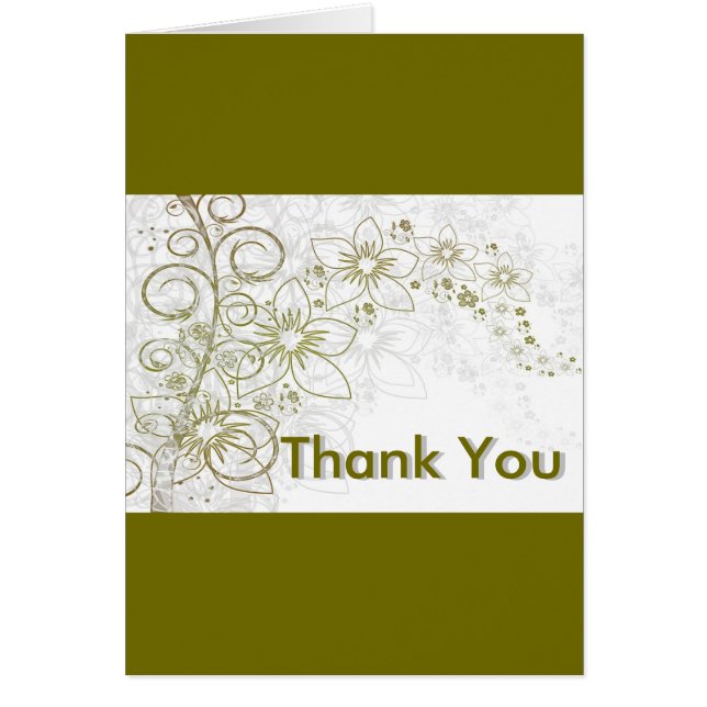 Green Floral Simple White Thank You (Front)