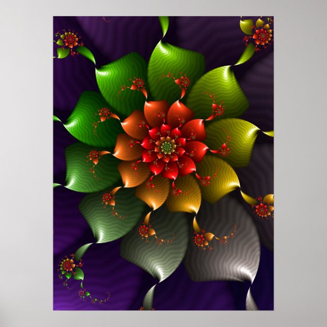 Green Floral Spiral Poster (Front)