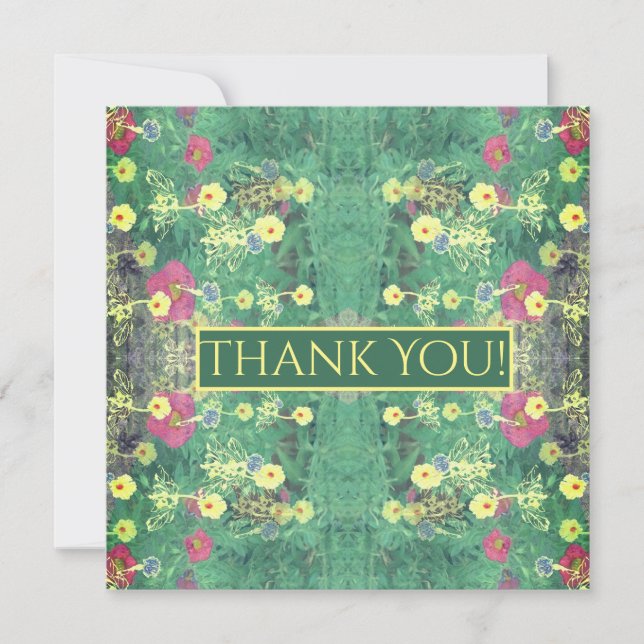 Green Floral "Thankyou" Card (Front)