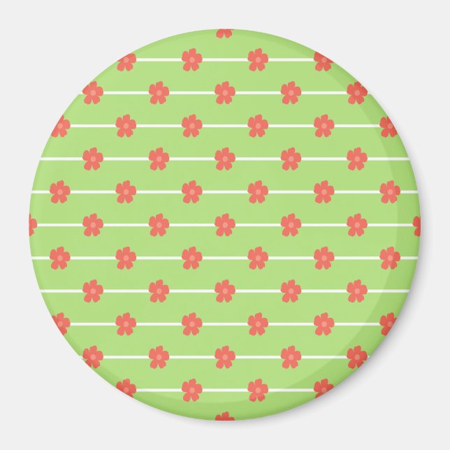 Green Floral Tiles Magnet (Front)