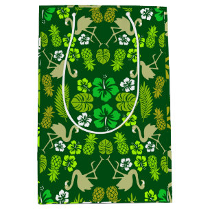 Green Floral Tropical Fruit Patterned Medium Gift Bag