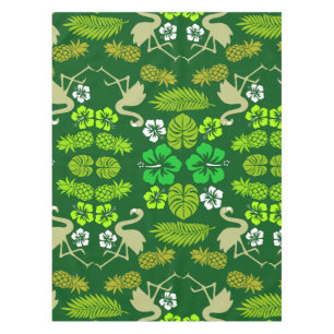 Green Floral Tropical Fruit Patterned Tablecloth