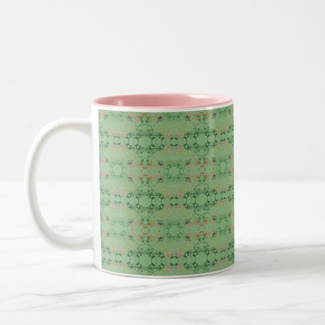 Green Floral Two-Tone Coffee Mug (Left)