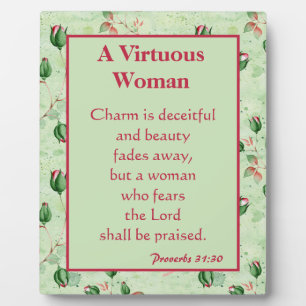 Green Floral Virtuous Woman Plaque