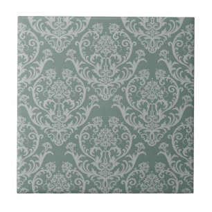 Green floral wallpaper ceramic tile