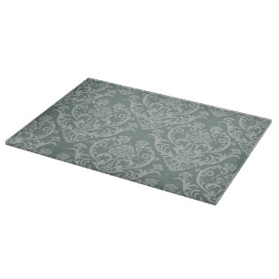 Green floral wallpaper cutting board